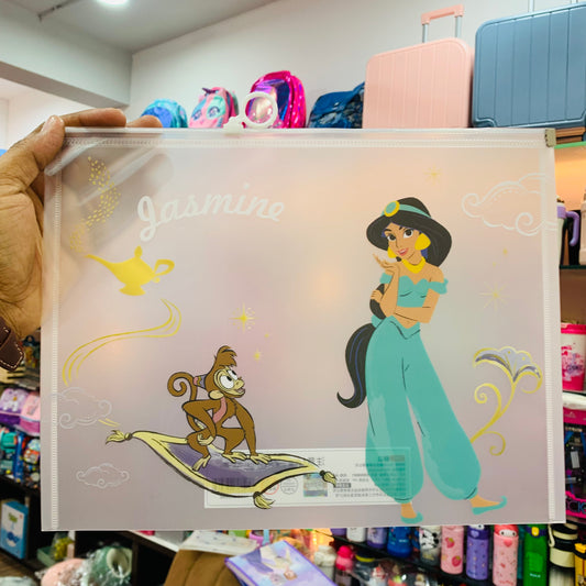 Disney Princess A4 Zip Document Folder – Cartoon Plastic File Pouch