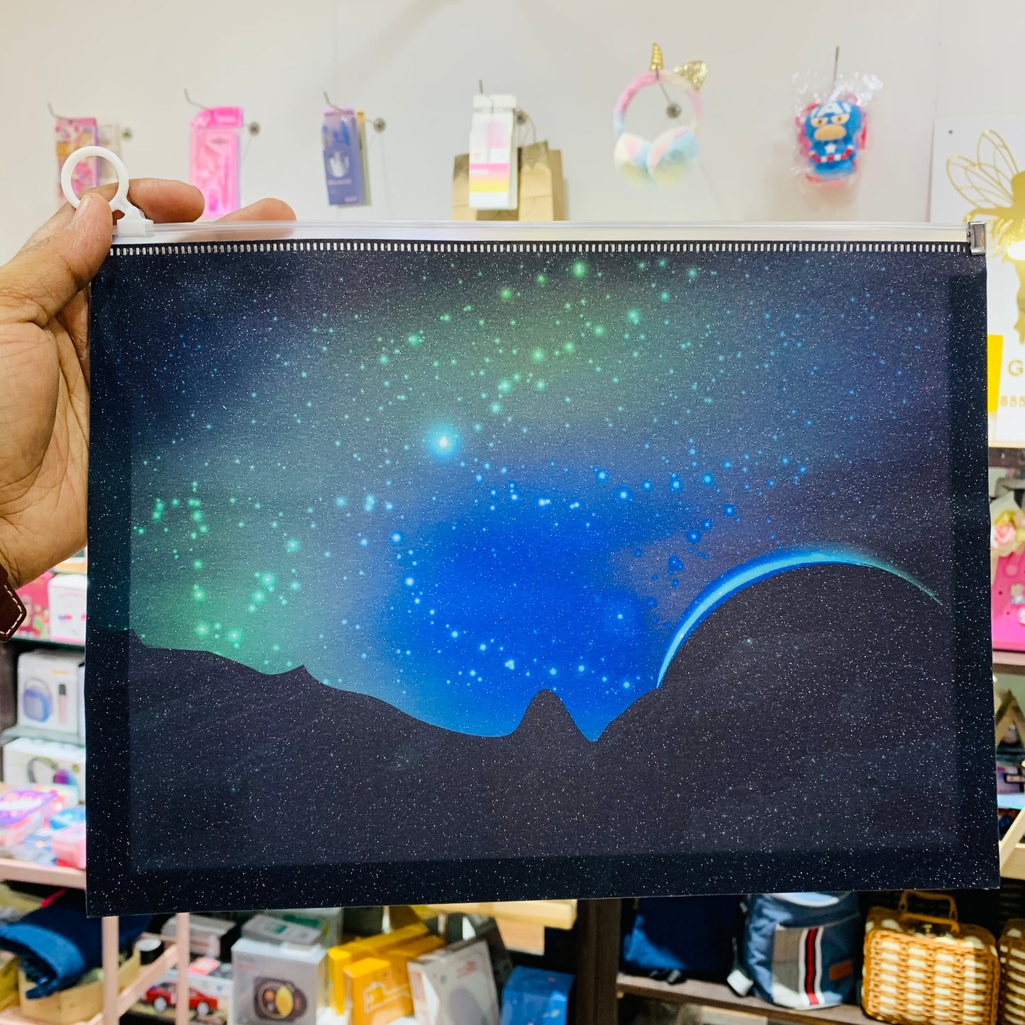 A4 Zip Document Folder – Mermaid & Galaxy Print Plastic File Pouch