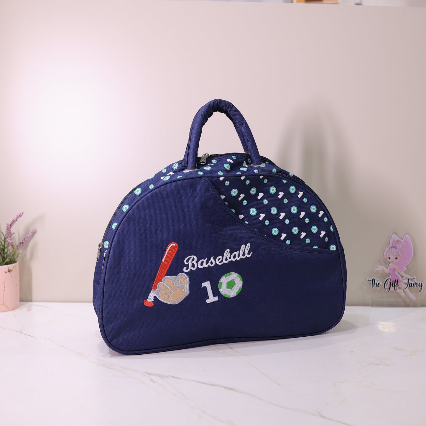 Baby Diaper Travel Bag with Changing Mat and Shoulder Strap – Baseball Print