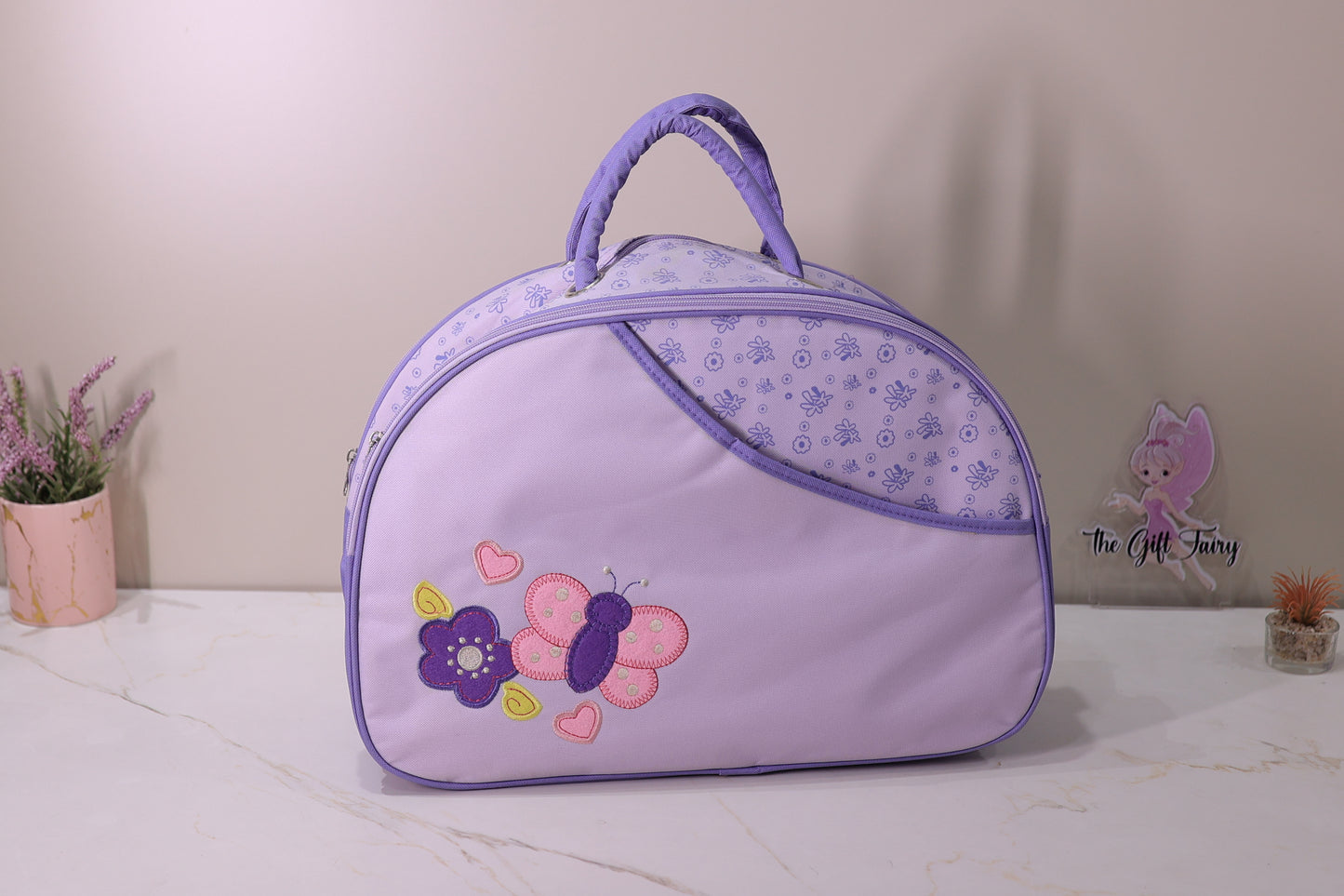 Baby Diaper Travel Bag with Changing Mat and Shoulder Strap – Butterfly Design