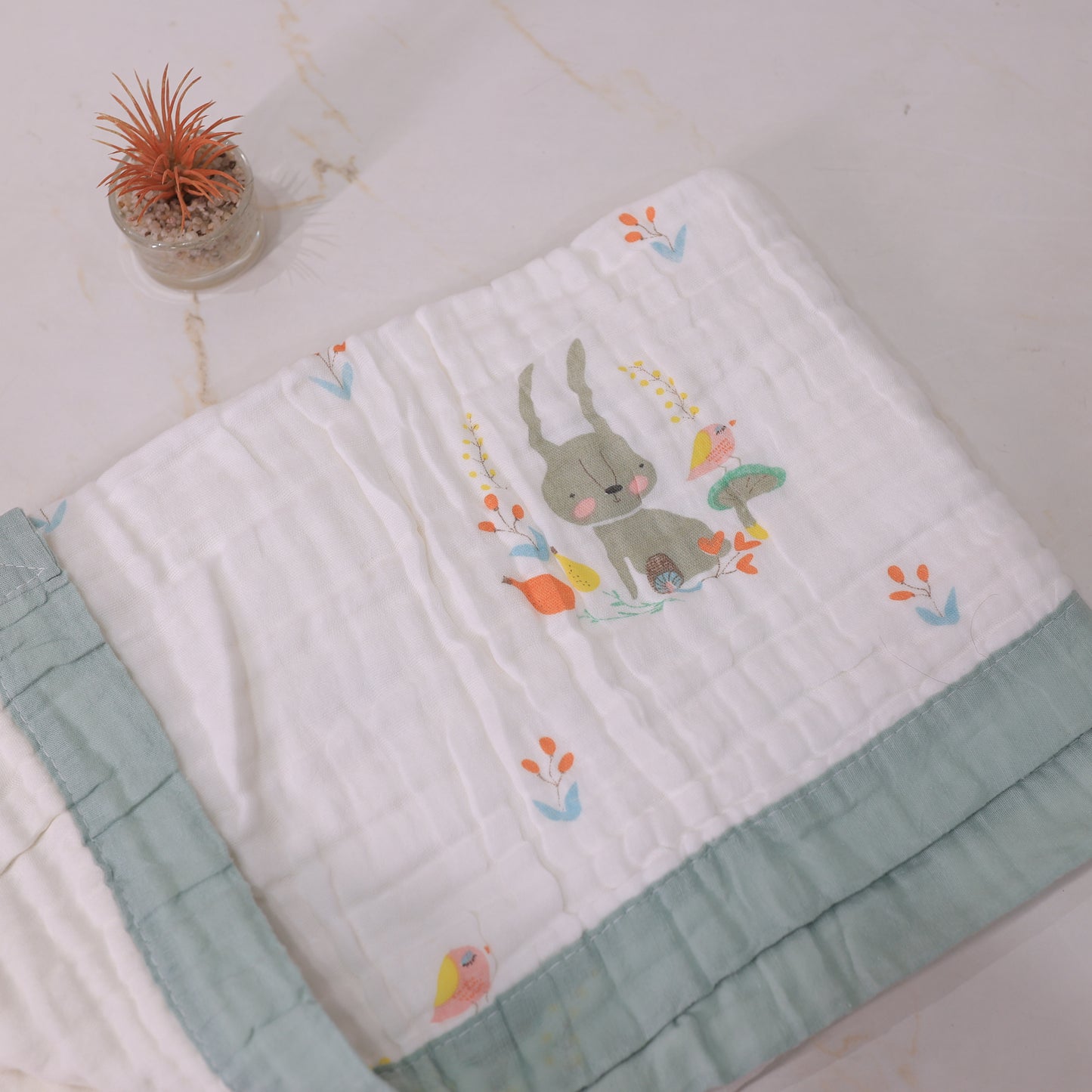 Baby Cotton Muslin Blanket – Soft Bunny Print