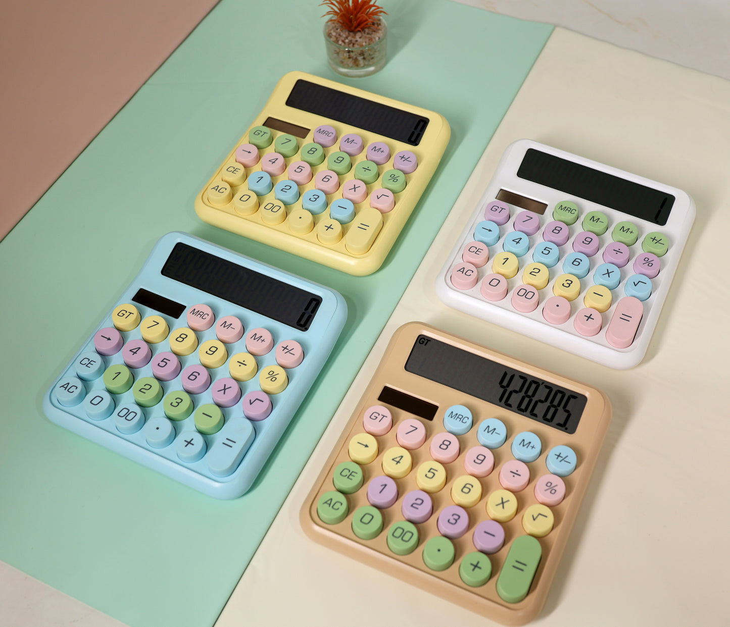 Pastel Button Desktop Calculator with Large Display