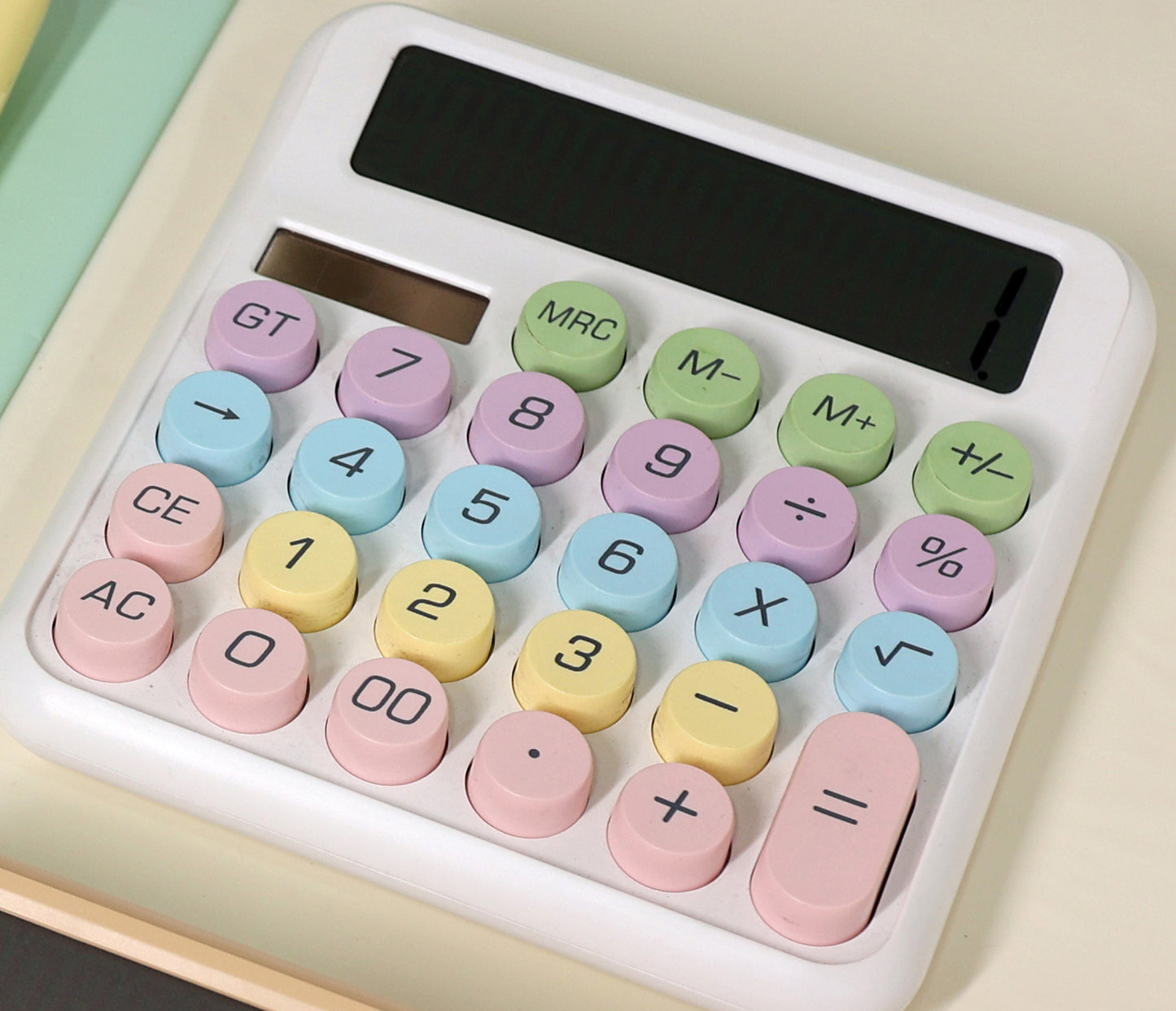Pastel Button Desktop Calculator with Large Display