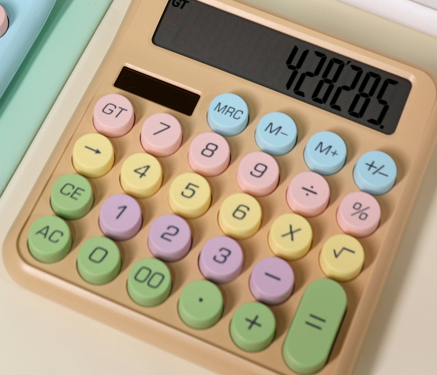Pastel Button Desktop Calculator with Large Display