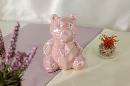 Ceramic Teddy Bear Piggy Bank – Pearl Pink