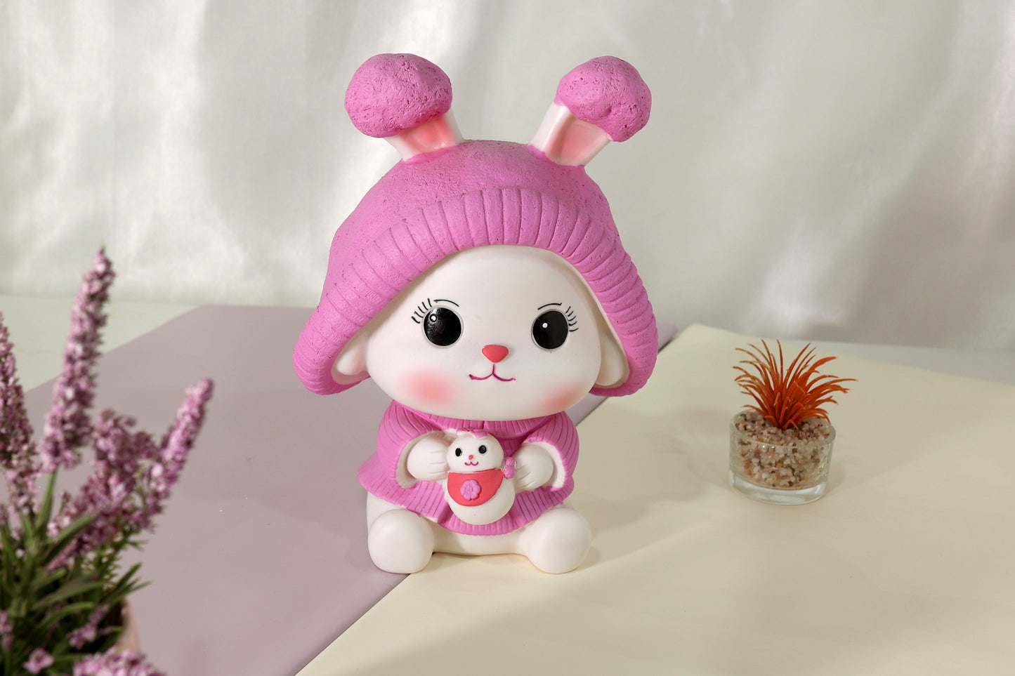 Cute Bunny Piggy Bank – Pink Character Design