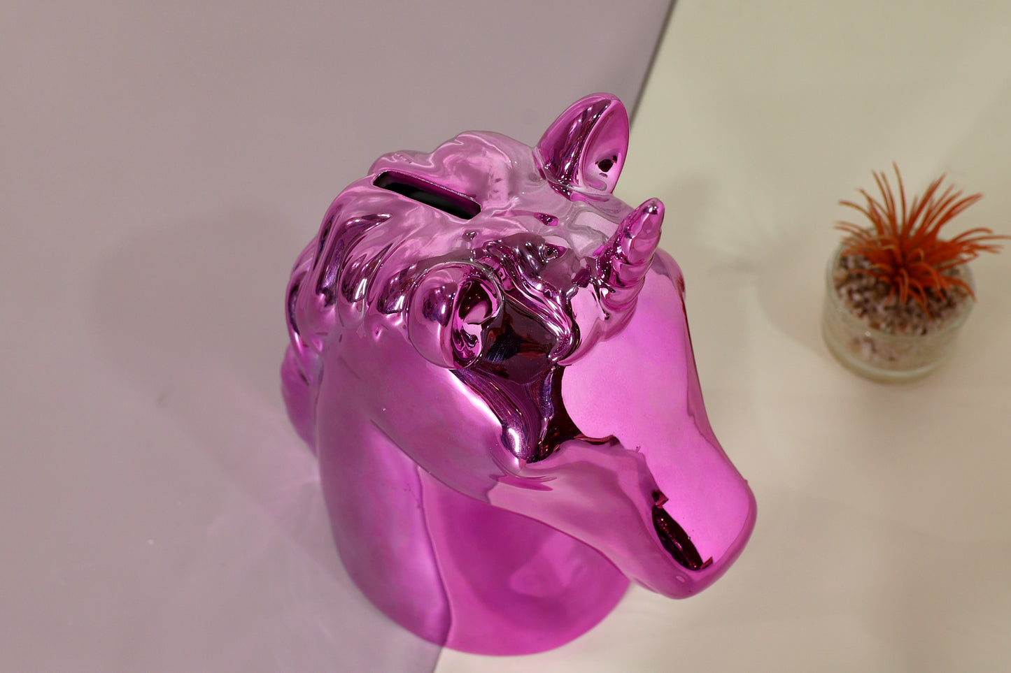 Metallic Unicorn Piggy Bank – Pink Gloss Finish