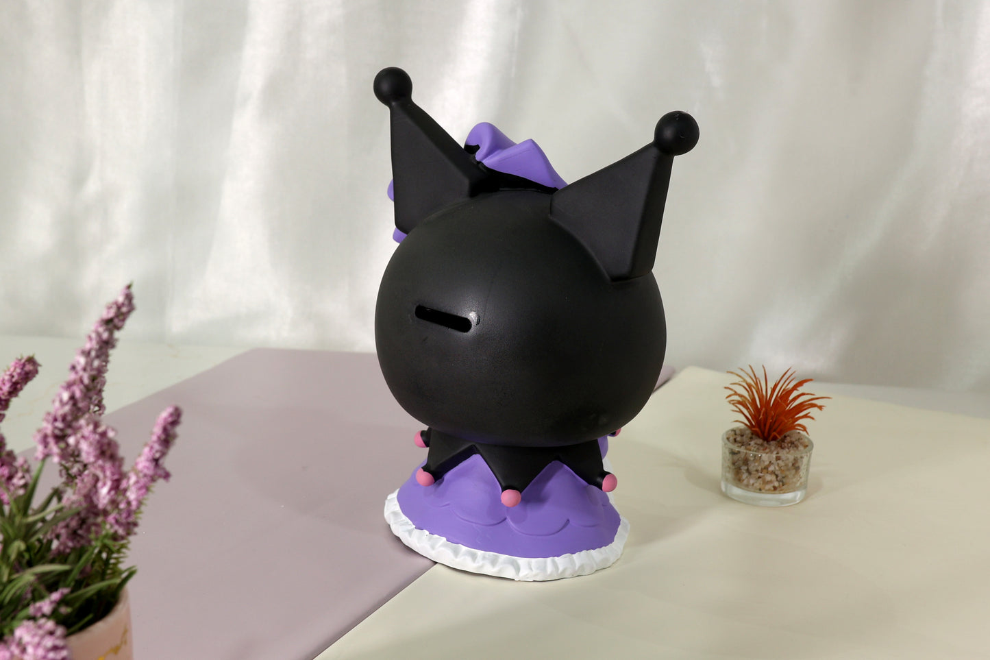 Kuromi-Style Character Piggy Bank – Black & Purple
