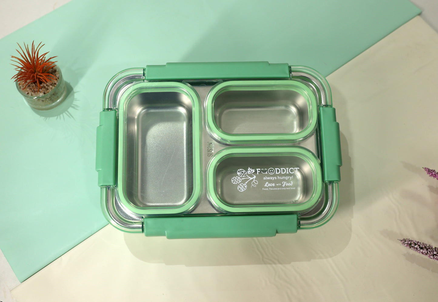 Premium Bento  Stainless Steel 3-Compartment Lunch Box – Leakproof | Meal Prep Friendly