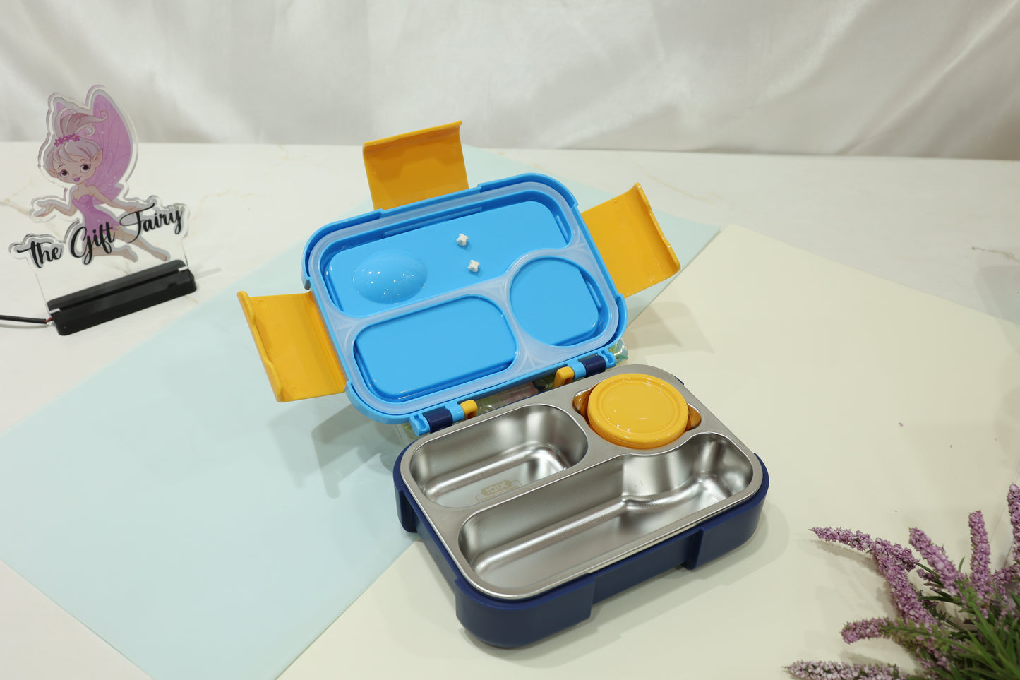 Bento Kids Printed Lunch Box with Handle & Stainless Steel Inner (Designs May Vary)