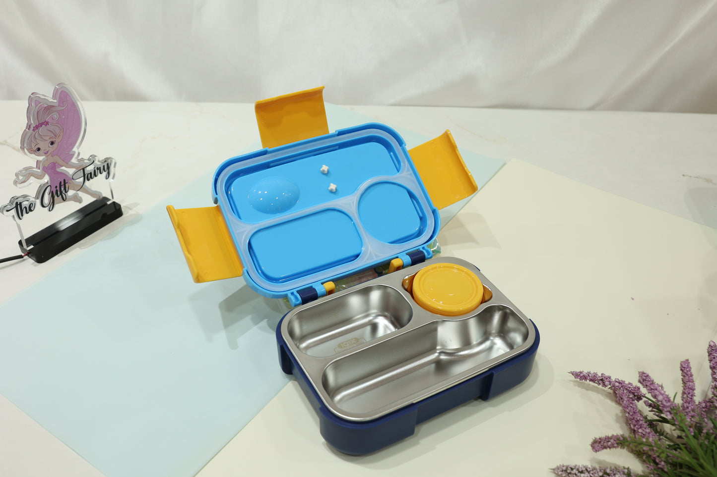 Bento Kids Printed Lunch Box with Handle & Stainless Steel Inner (Designs May Vary)