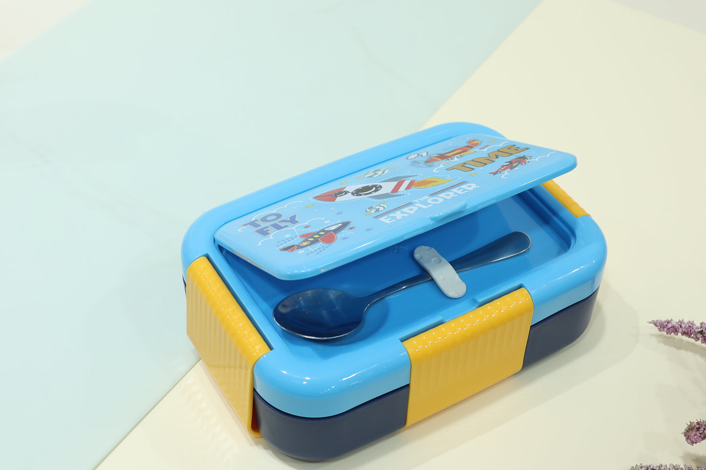 Bento Kids Printed Lunch Box with Handle & Stainless Steel Inner (Designs May Vary)