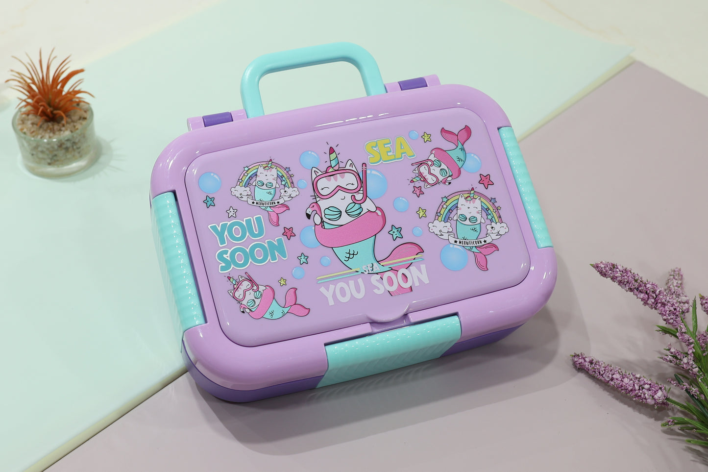 Bento Kids Printed Lunch Box with Handle & Stainless Steel Inner (Designs May Vary)