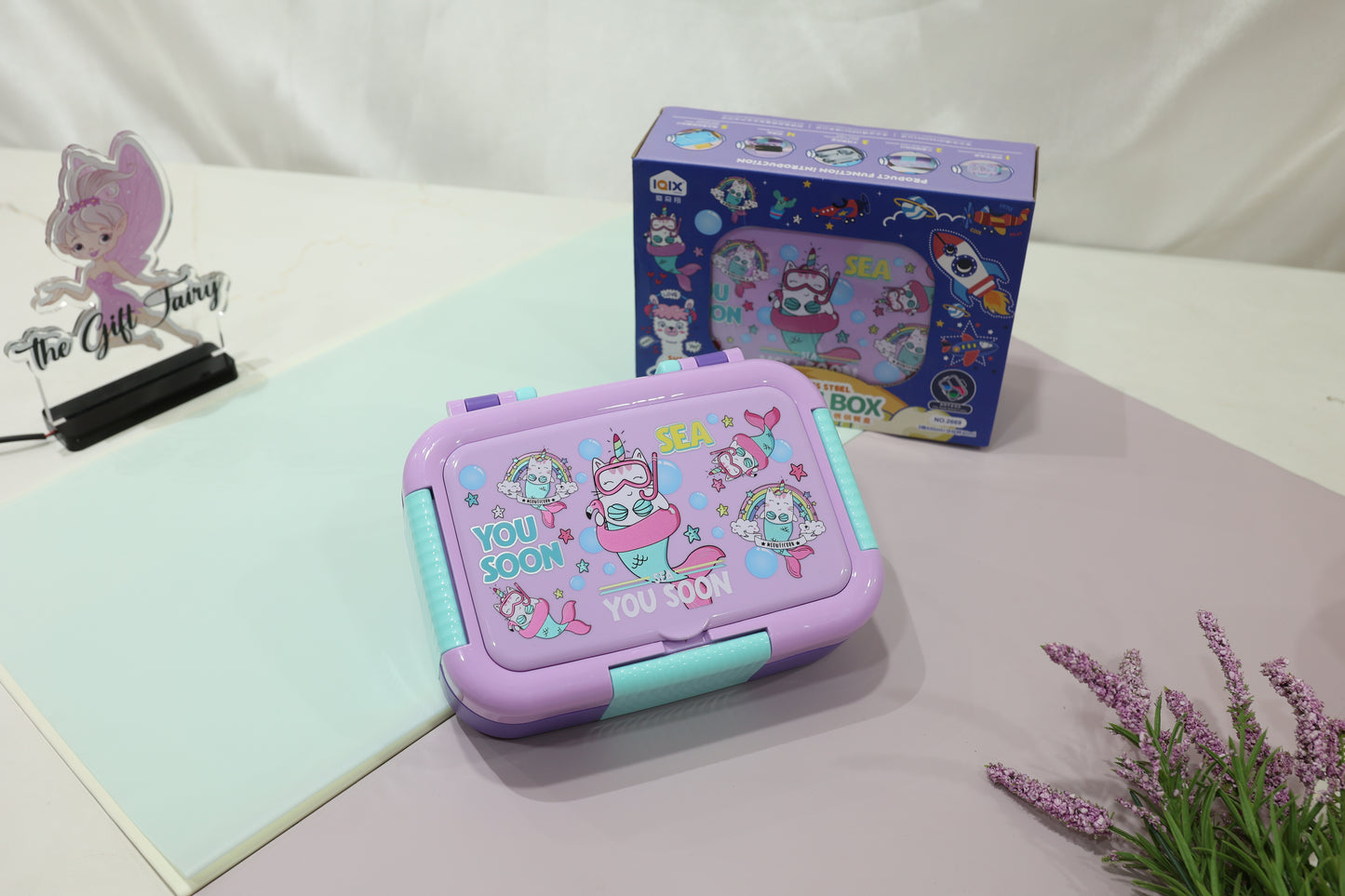 Bento Kids Printed Lunch Box with Handle & Stainless Steel Inner (Designs May Vary)