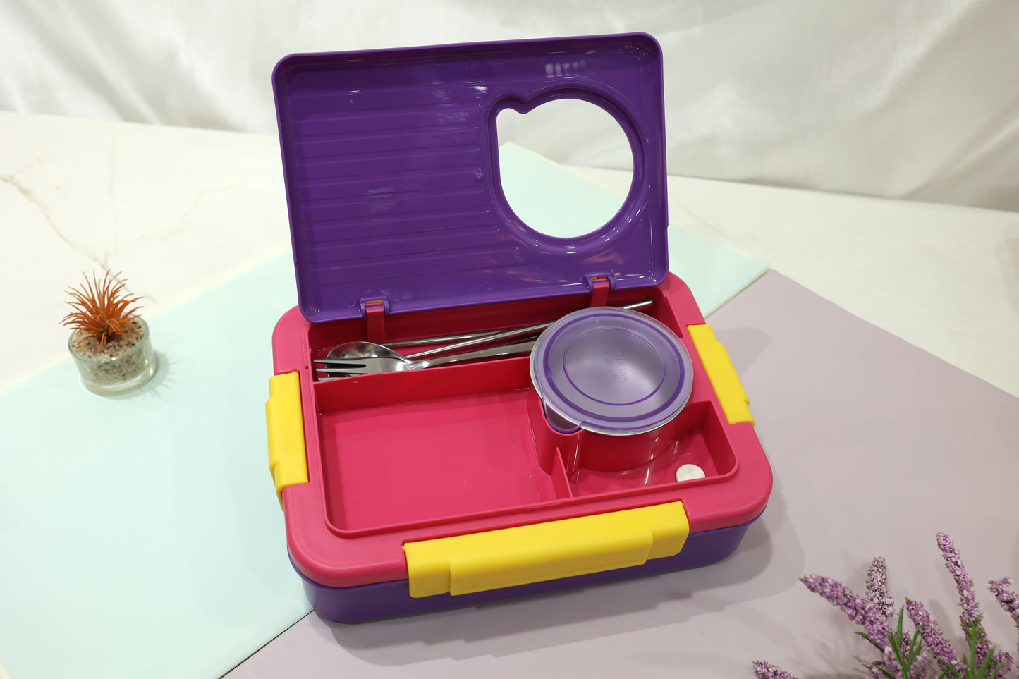 Fooddict 3-Compartment Stainless Steel Lunch Box with Leak-Resistant Lid