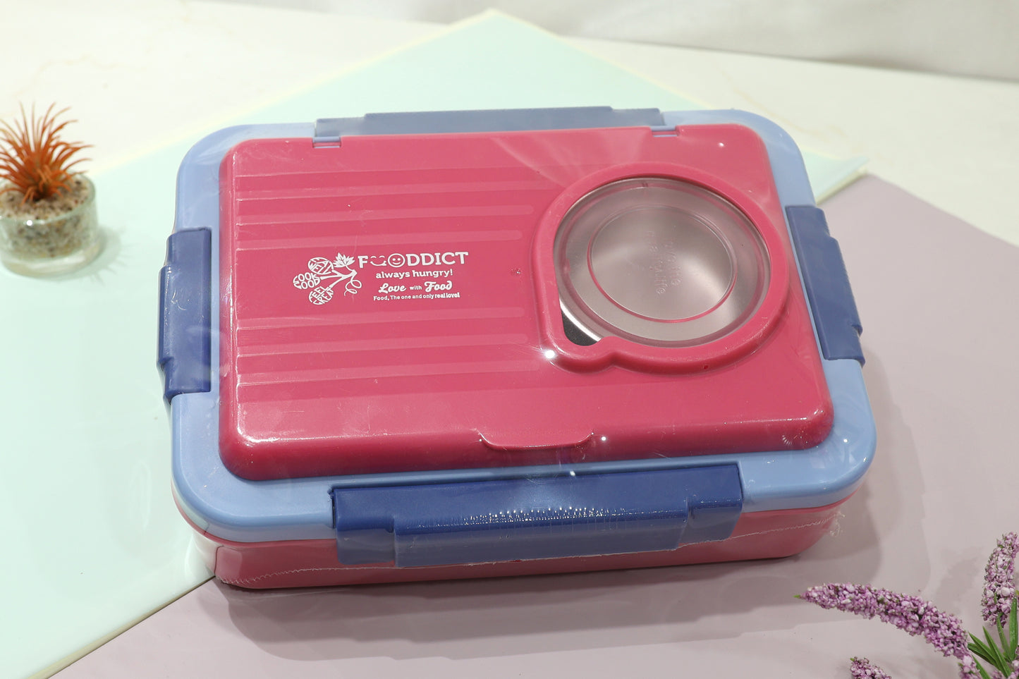 Fooddict 3-Compartment Stainless Steel Lunch Box with Leak-Resistant Lid