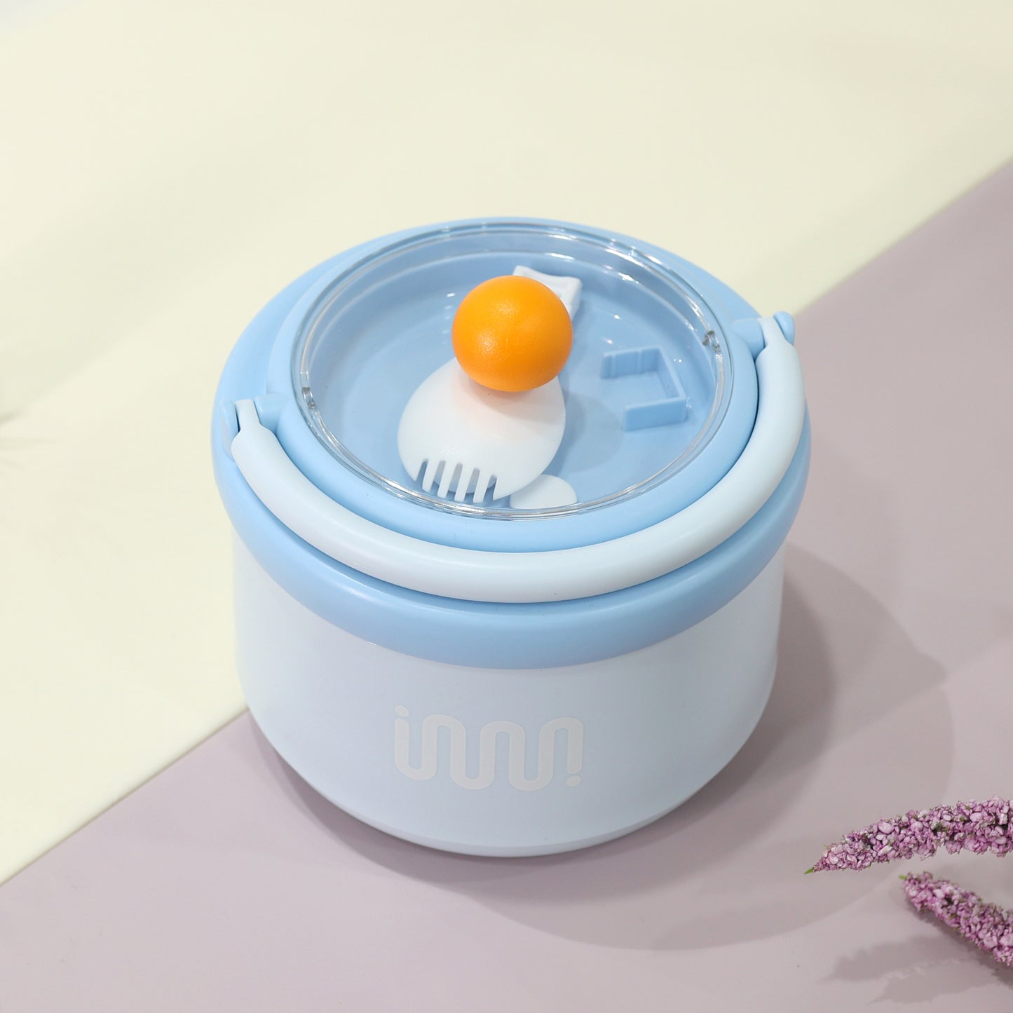 Trendy Pastel Insulated Bento Lunch Box with Spoon & Carry Handle [730ml]