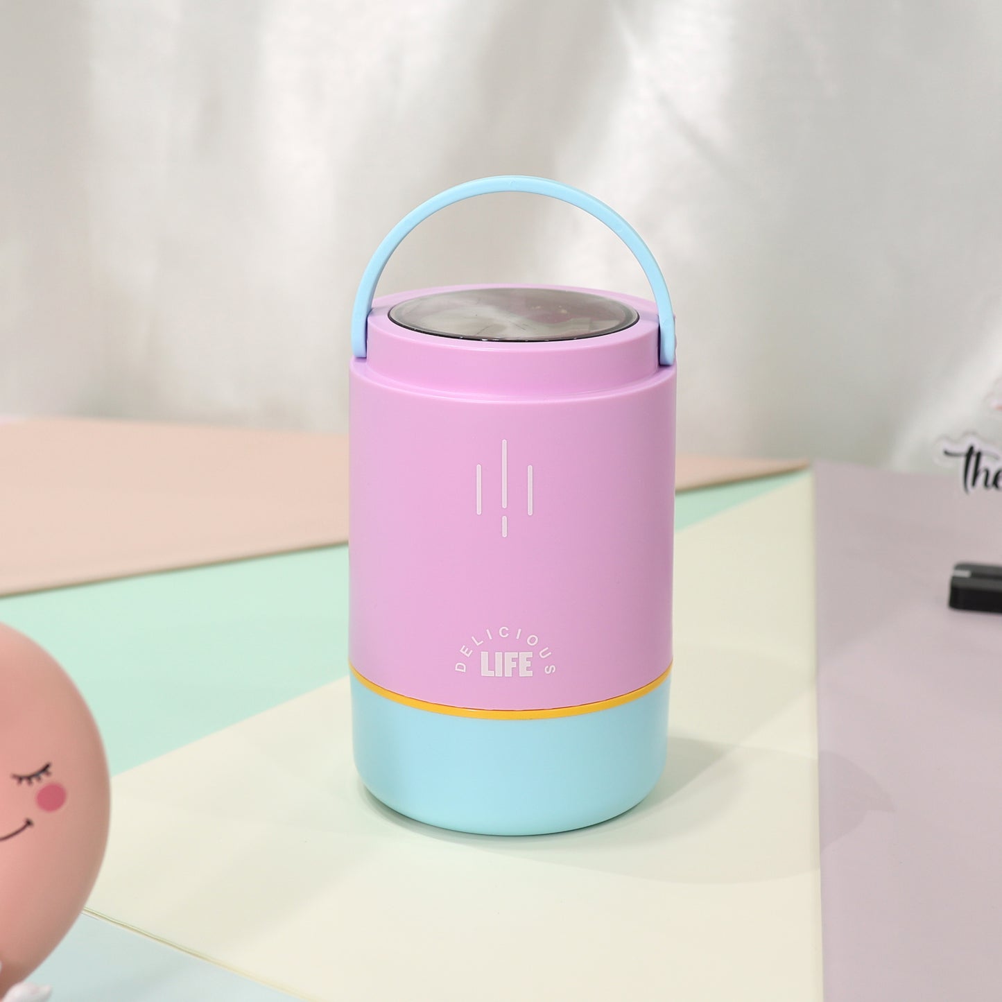 Pastel Bento Lunch Box Set with Handle – 3 Containers with Lids