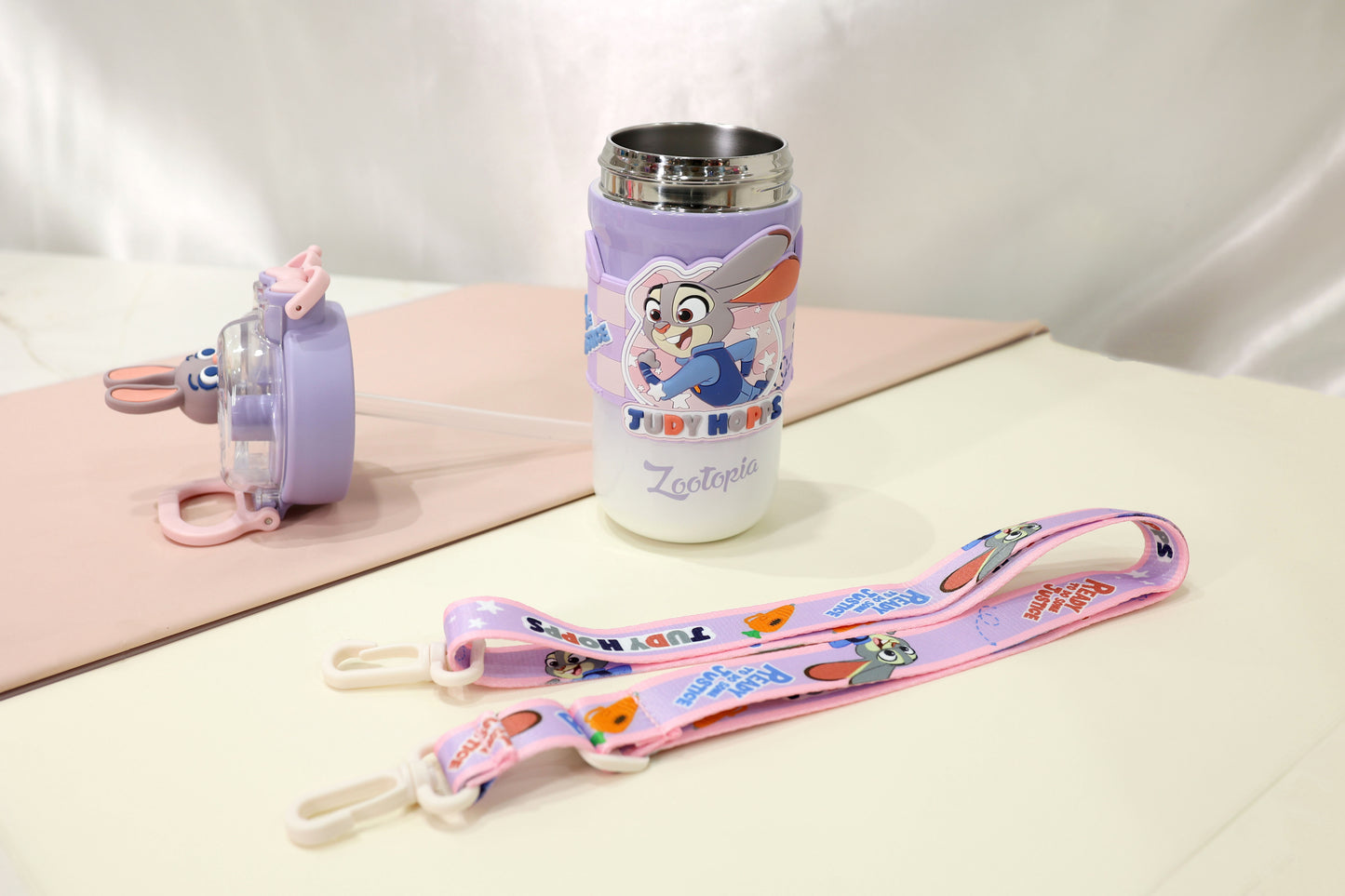 Zootopia Premium Dual Cap Cartoon Character Kids Water Bottle