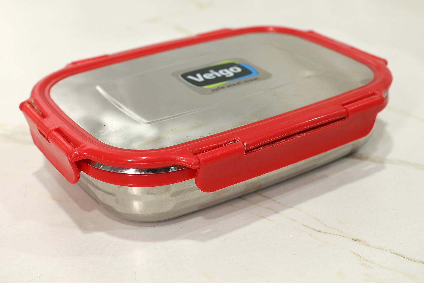 Veigo Jumbo Stainless Steel Lunch Box with Small Veg Box (950ml + 180ml)                 Leakproof, Airtight & Durable Design with Detachable Clips | Ideal for School Kids | Office Tiffin
