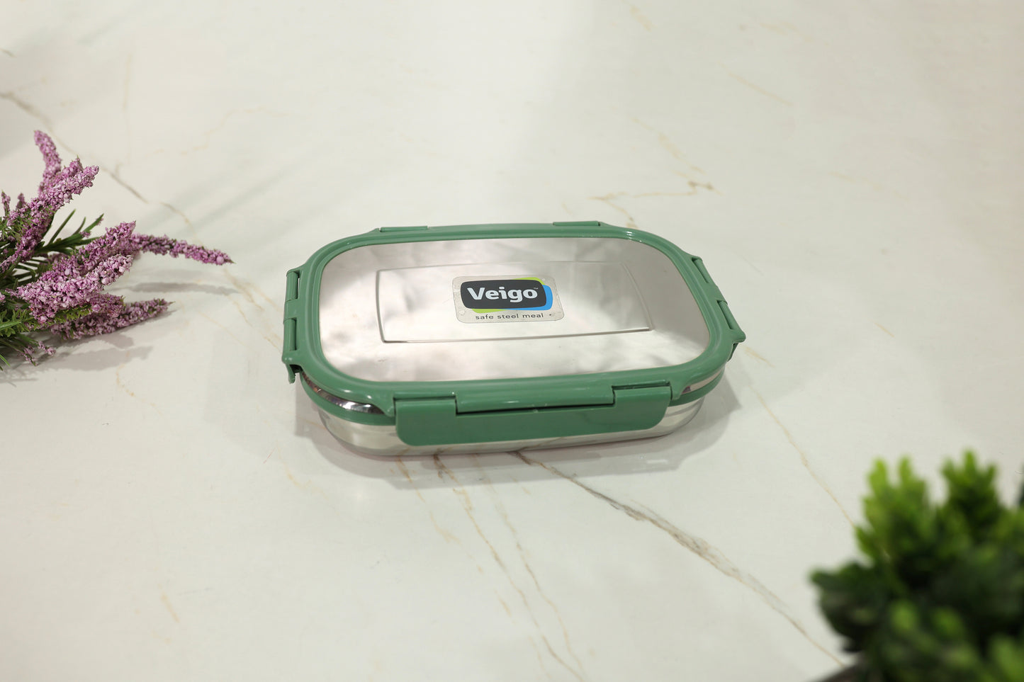Veigo Jumbo Stainless Steel Lunch Box with Small Veg Box (950ml + 180ml)                 Leakproof, Airtight & Durable Design with Detachable Clips | Ideal for School Kids | Office Tiffin
