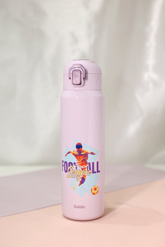 Dubblin Kids Printed Stainless Steel Water Bottle with Straw & Carry Strap [800ml]