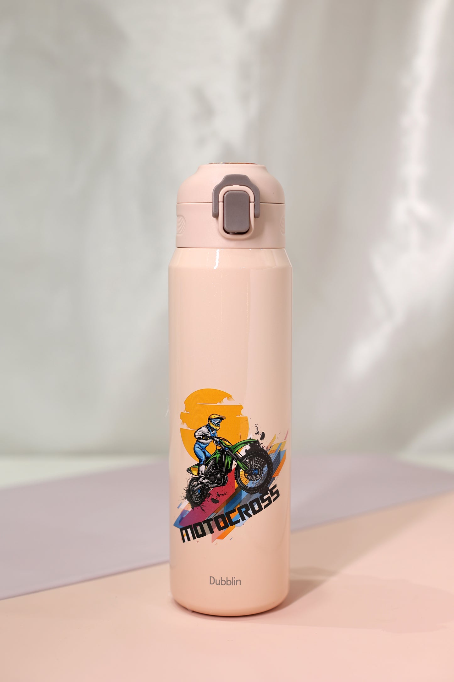 Dubblin Kids Printed Stainless Steel Water Bottle with Straw & Carry Strap [800ml]