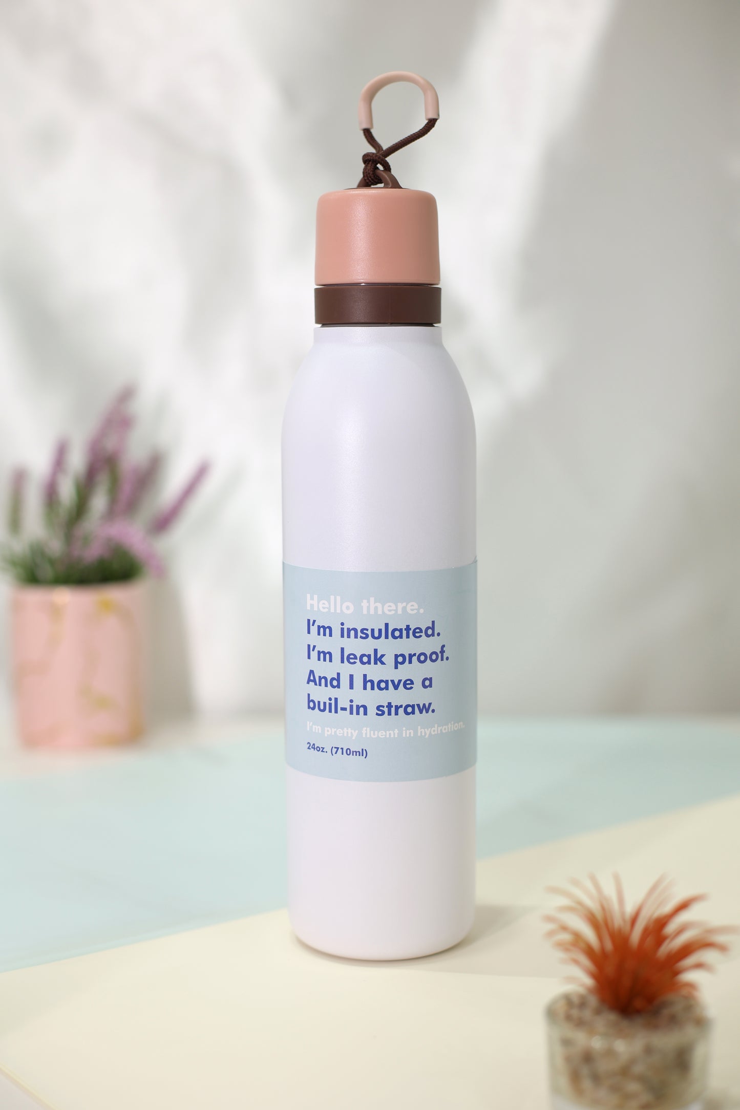 FreeSip Twist Insulated Stainless Steel Water Bottle with Built-in Straw & Carry Hook | Leak-Proof