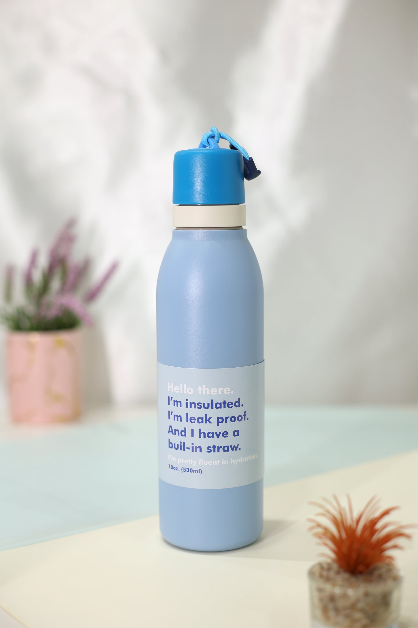 FreeSip Twist Insulated Stainless Steel Water Bottle with Built-in Straw & Carry Hook | Leak-Proof