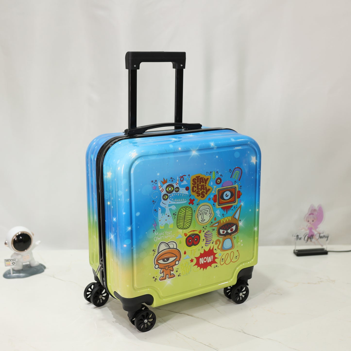 Kids Premium Hard Case Trolley Suitcase with Front Storage Case – Cute Cartoon Design [18 inch]