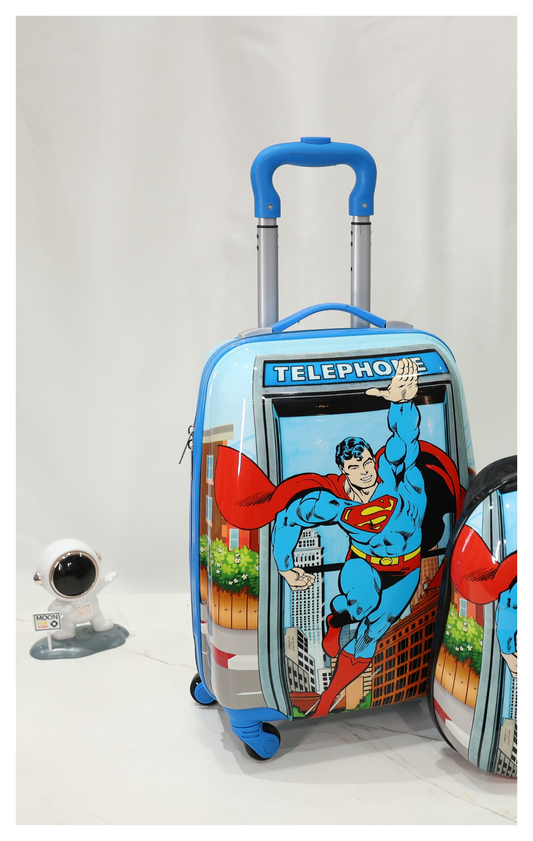 Kids Superman Travel Luggage Set – Trolley & Backpack Combo [16 inches]
