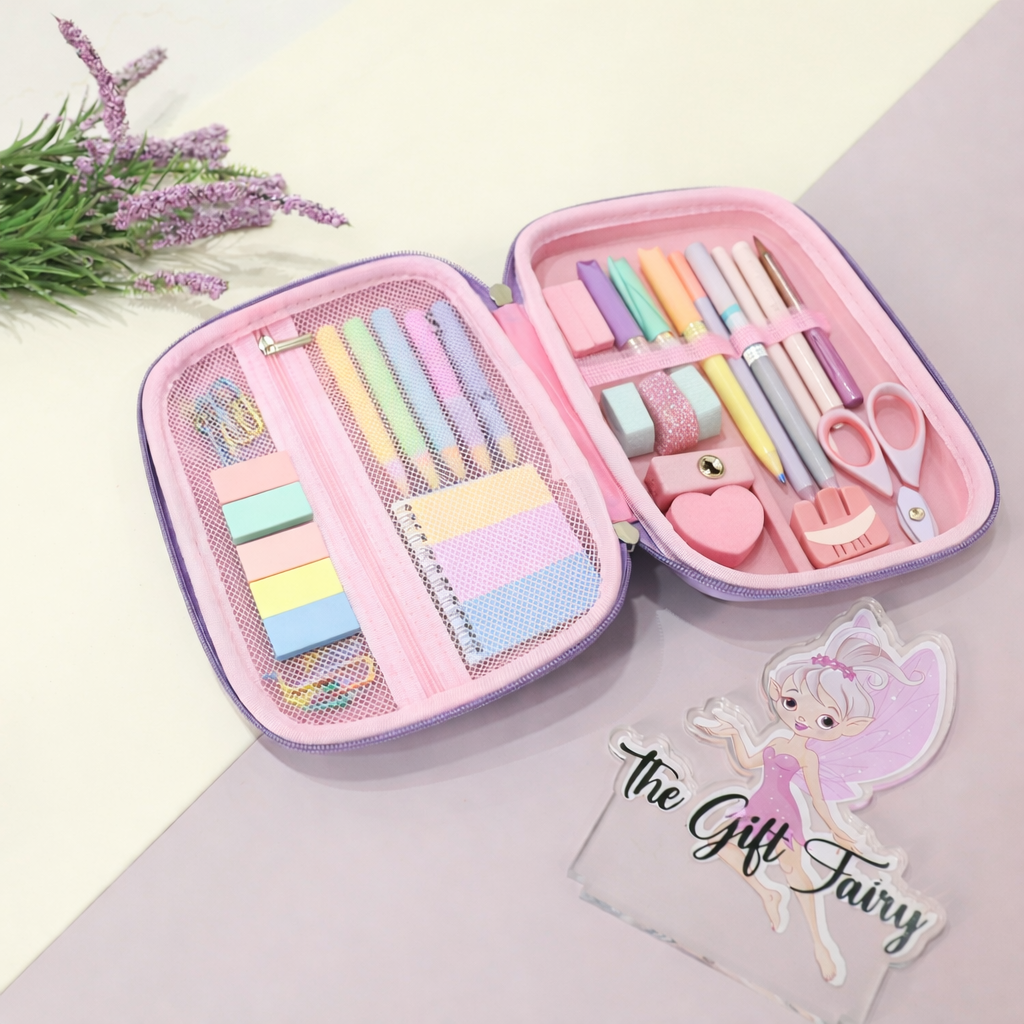 Princess Theme Stationery Pouch with Calculator  – Lavender