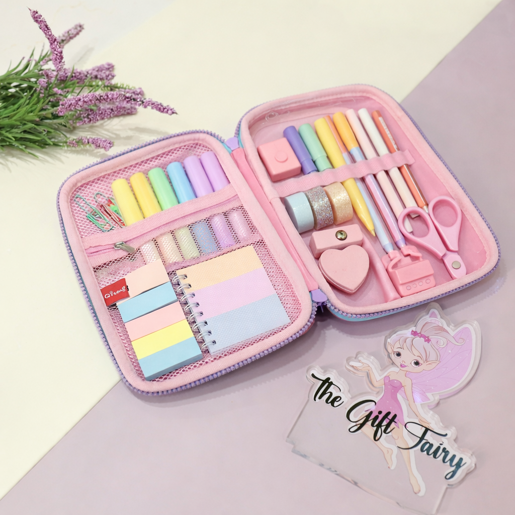 Mermaid Theme Hard Shell Pencil Pouch – Pink