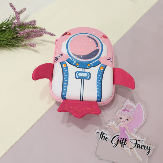 Astronaut Rocket Shape Kids Pencil Pouch – Pink