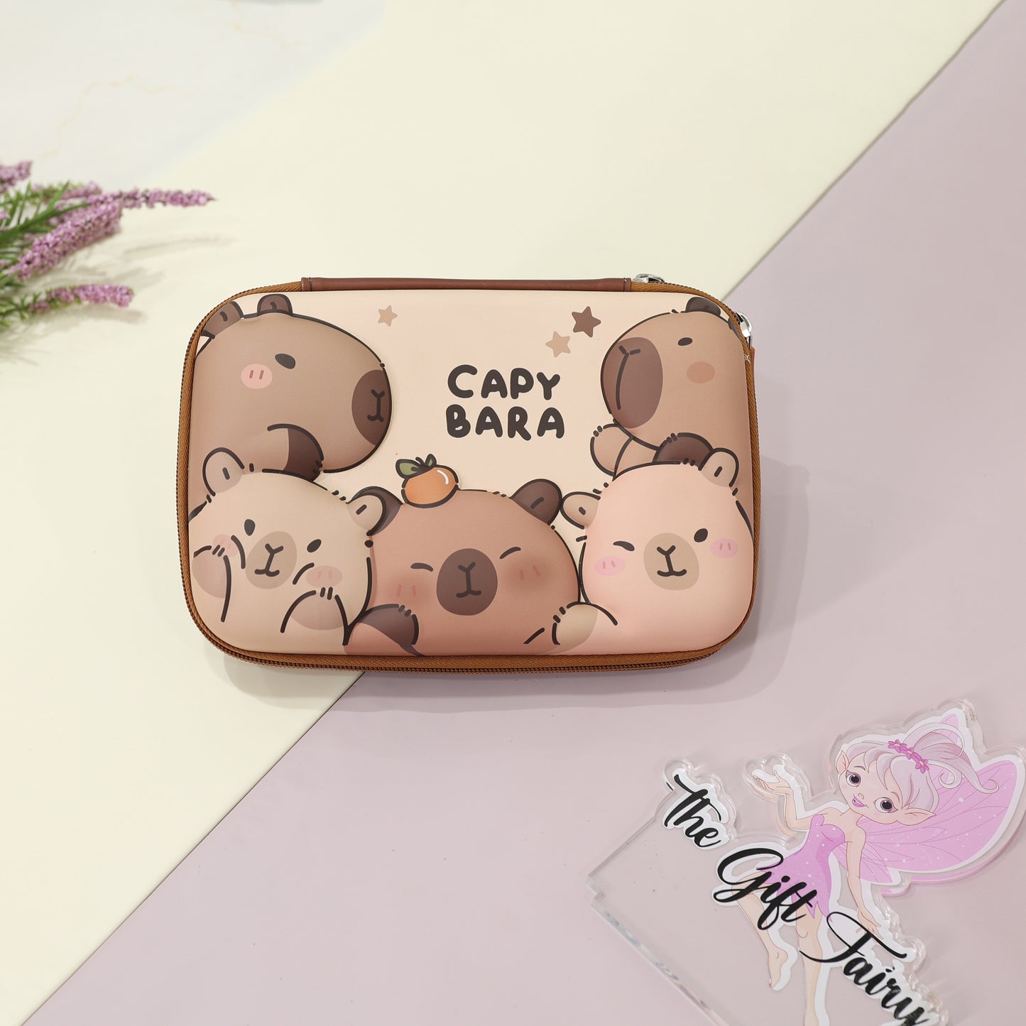 Cute Kids Stationery Pouch – Capybara & Bear Design