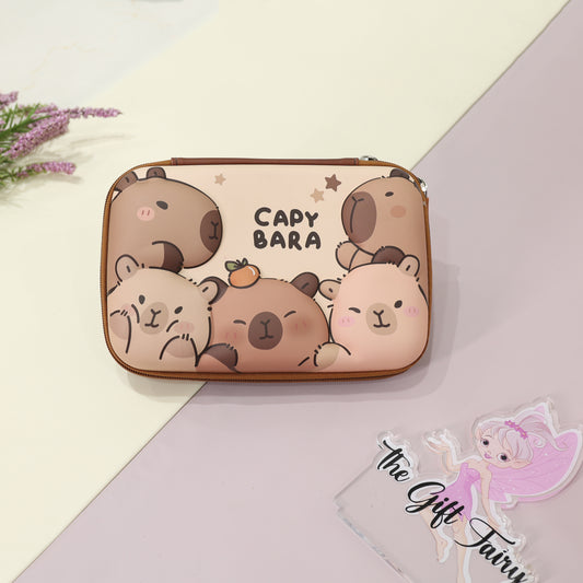 Cute Kids Stationery Pouch – Capybara & Bear Design