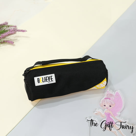 Believe Oneself Organic Rugged Pencil Pouch – Dual Tone Fabric Design