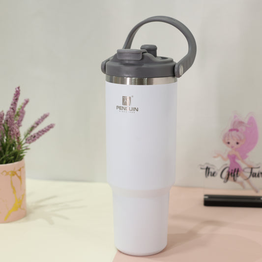 Penguin Insulated Travel Tumbler with Carry Handle – Stainless Steel