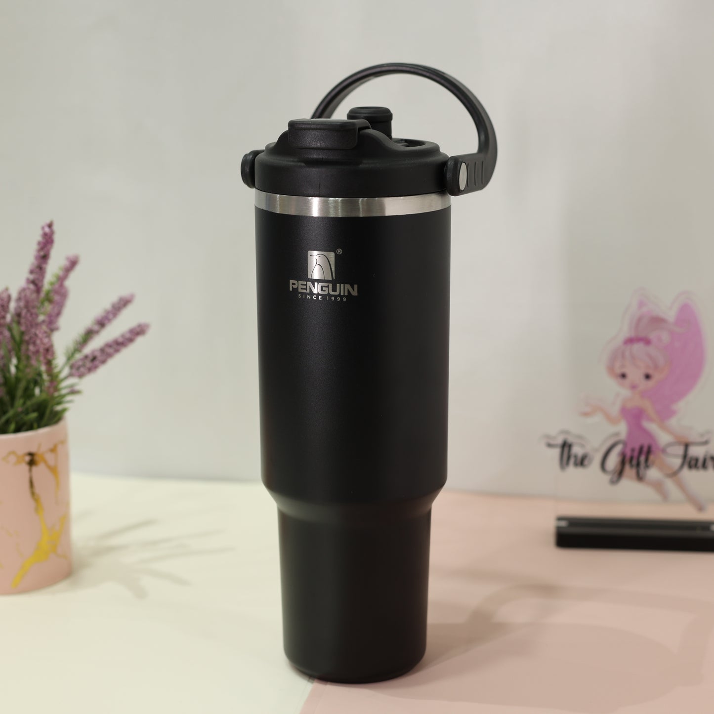 Penguin Insulated Travel Tumbler with Carry Handle – Stainless Steel