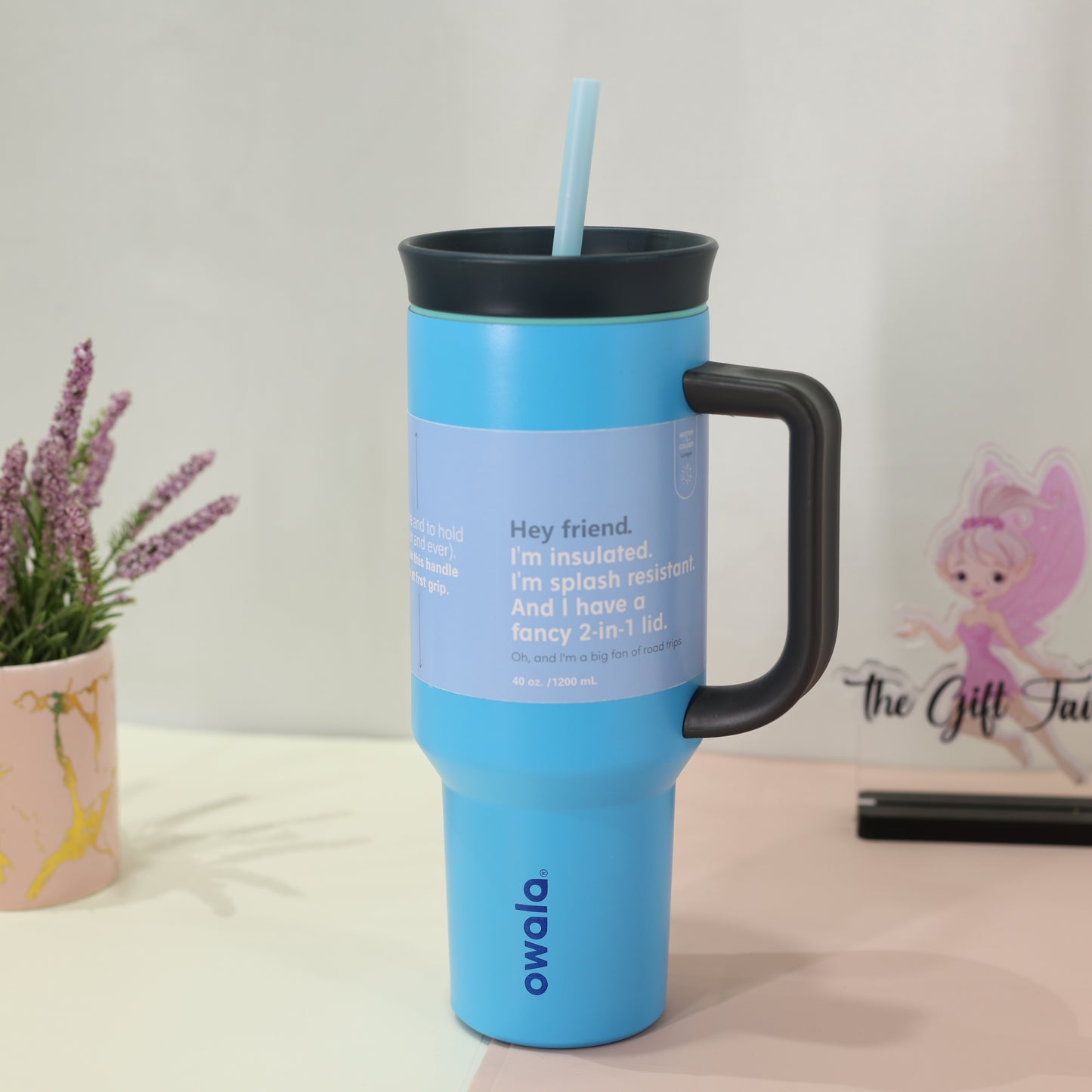Owala Insulated Tumbler with Handle & Straw – 1200 ml (Blue)