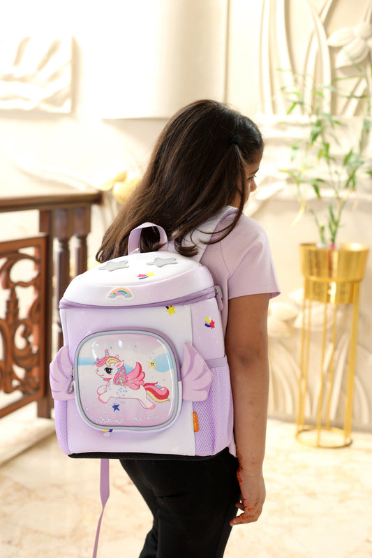 Premium Unicorn 3D School Backpack – Lavender