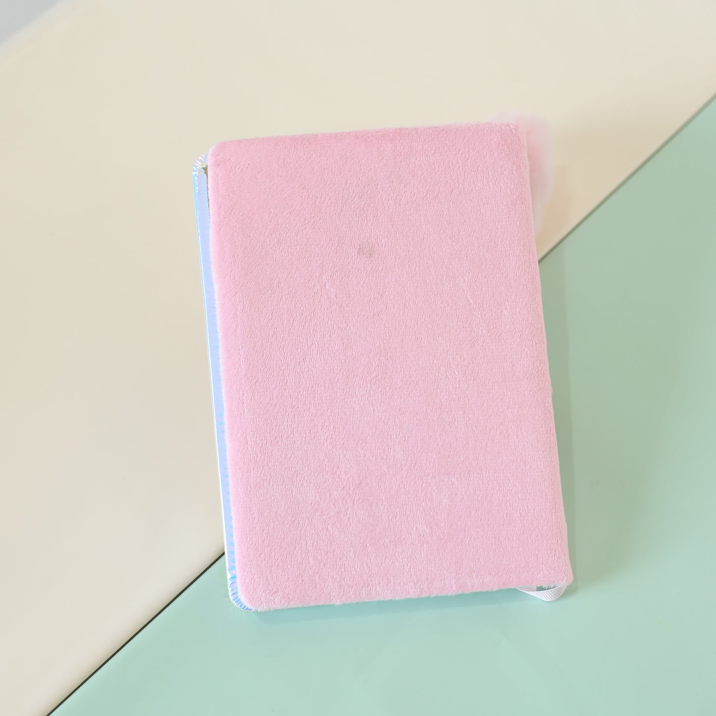 Rainbow Liquid Front Diary with Furry Back & Pom-Pom Bookmark
