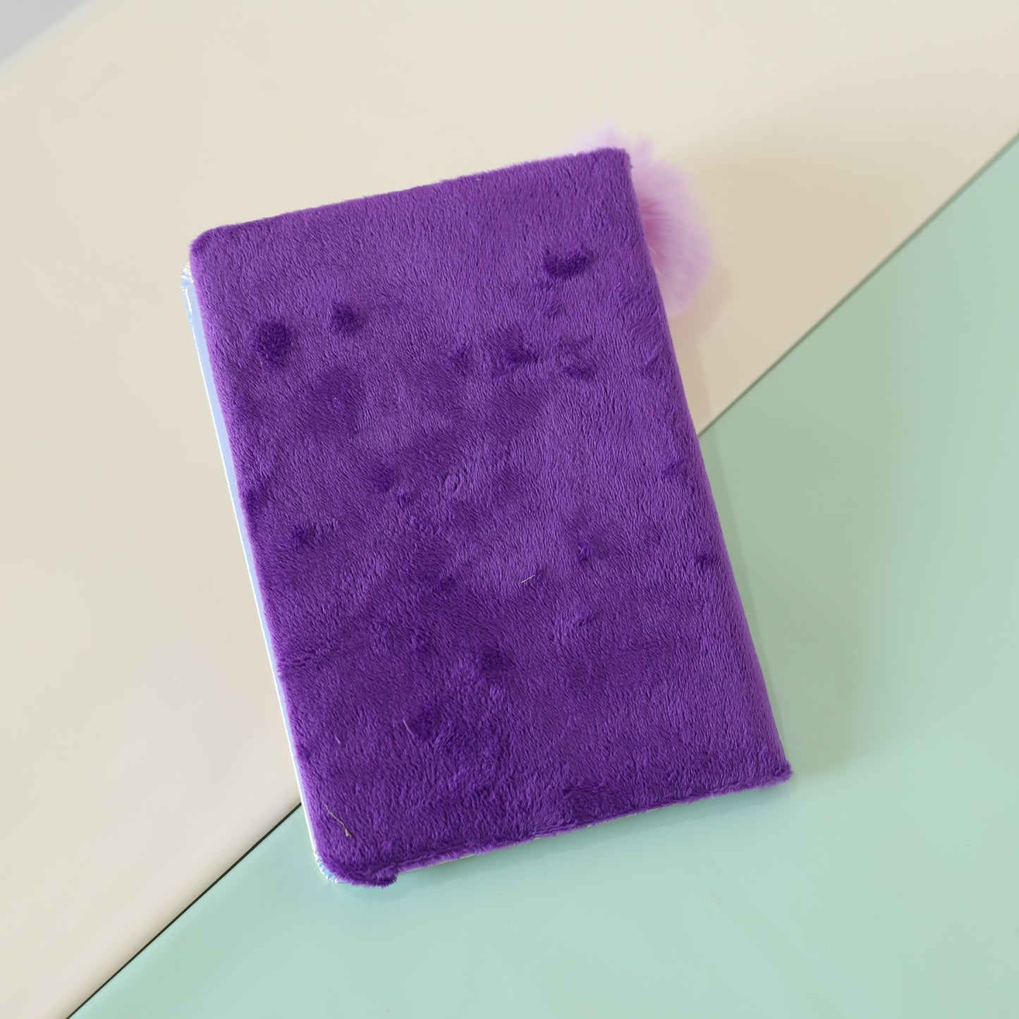 Ice Cream Liquid Glitter Diary with Furry Back & Pom-Pom Bookmark