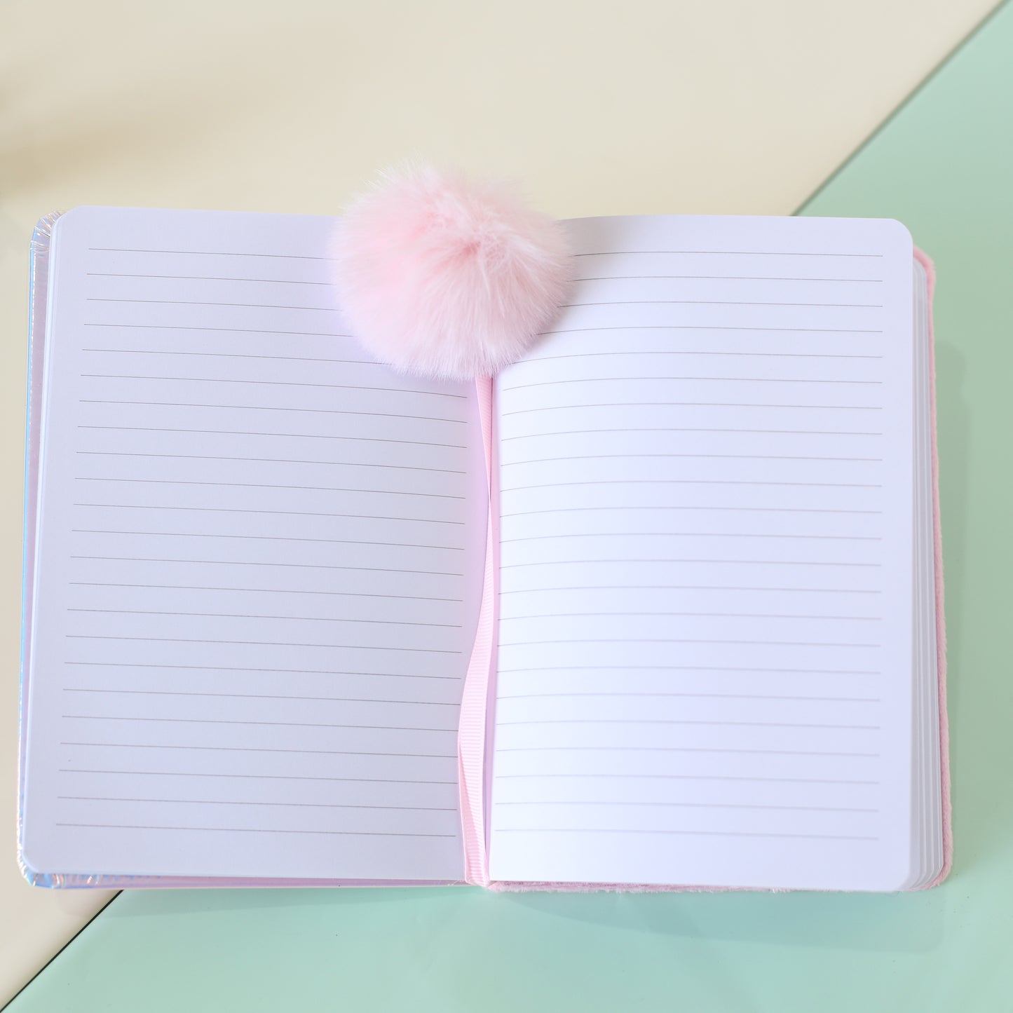 Unicorn Liquid Glitter Diary with Furry Back & Pom-Pom Bookmark