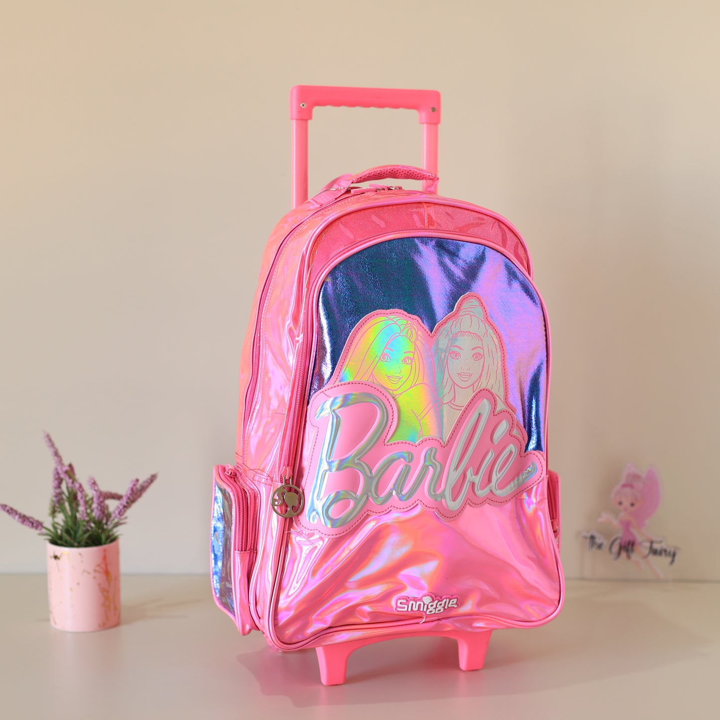 Smiggle Barbie Printed 18 inch Trolley Cum Shoulder School Bag Premium Quality