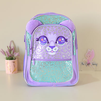 Cute Leopard School Backpack – Purple & Mint