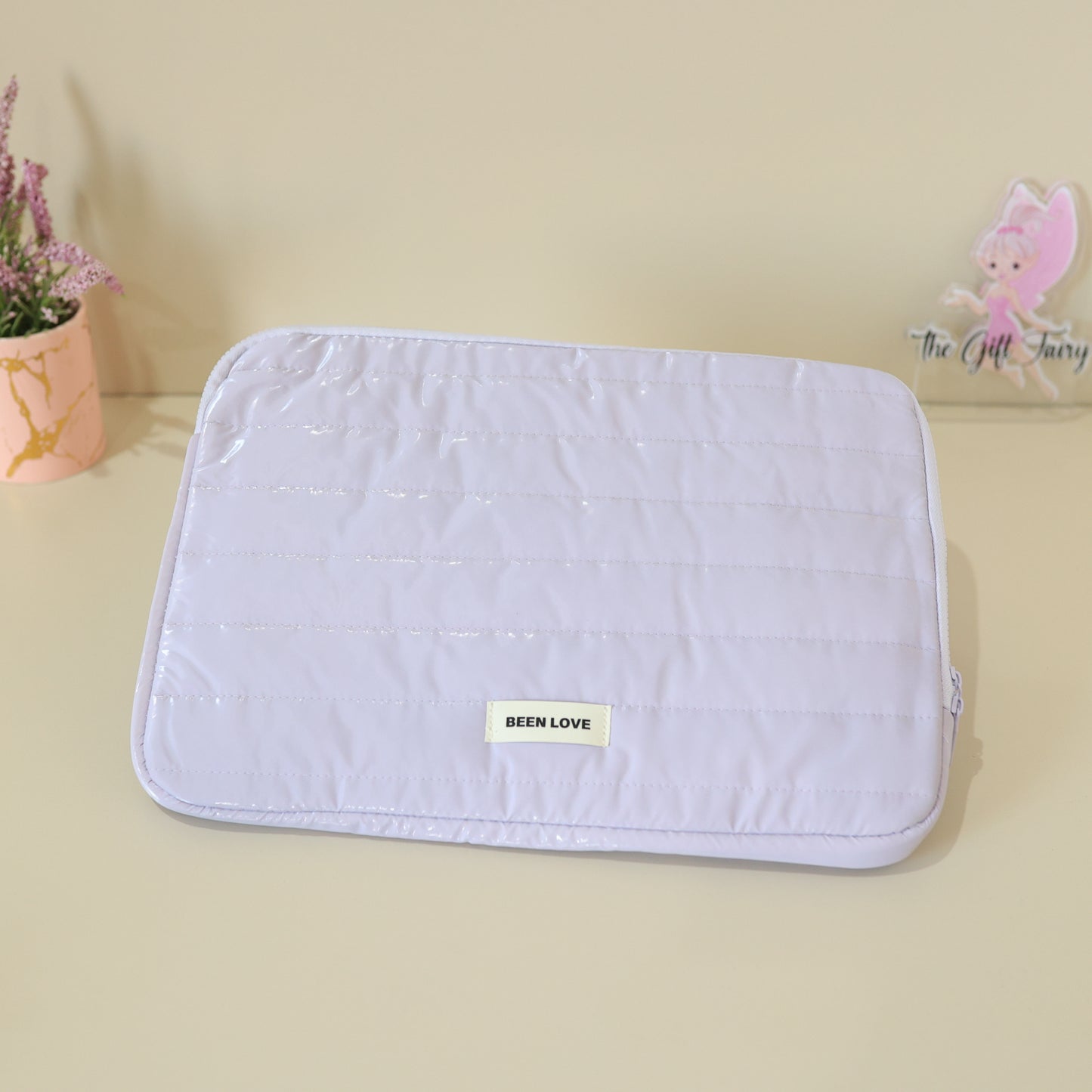 Quilted Laptop Sleeve – Pastel Protective Zipper Case