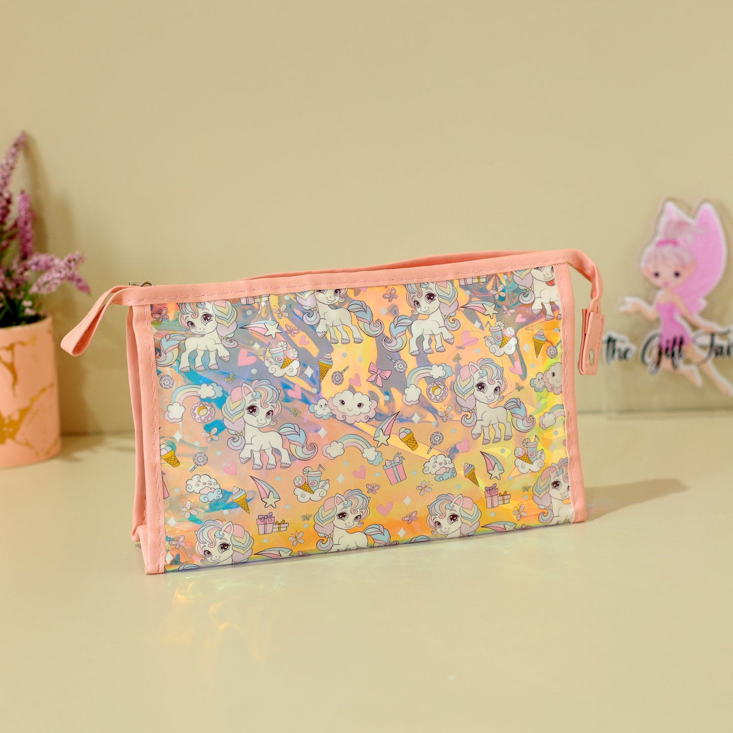 Holographic Unicorn Transparent Pouch – Travel Organizer