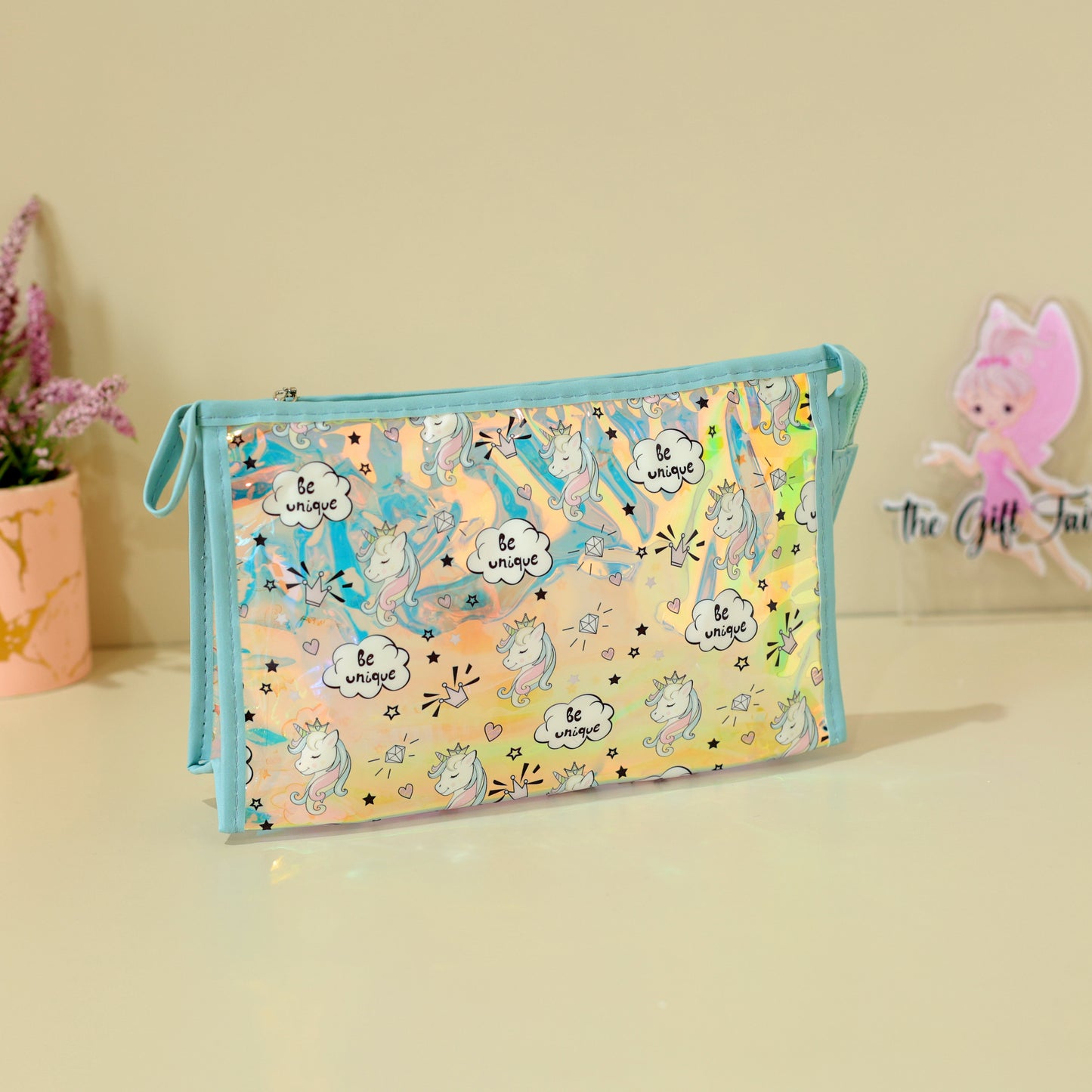 Holographic Unicorn Transparent Pouch – Travel Organizer