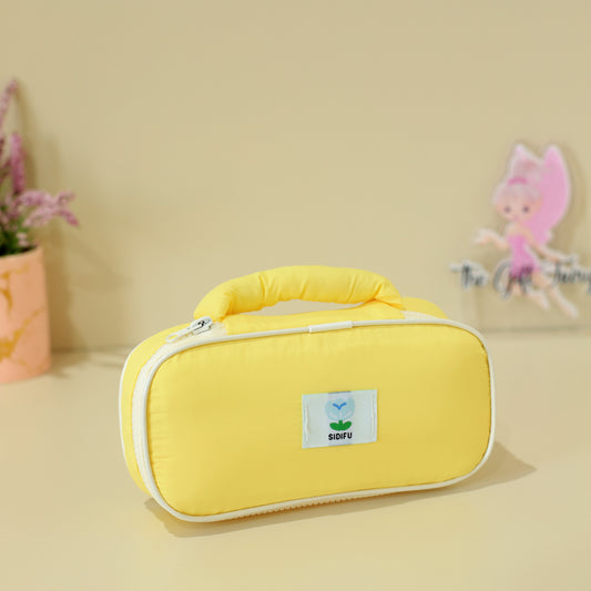 Pastel Puffer Travel Organizer Pouch with Handle – Large Zipper Organizer